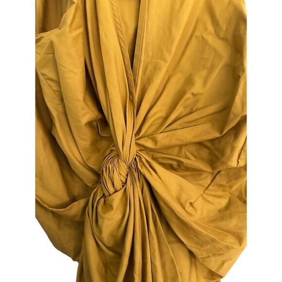 NWT Zara Women's Mustard Yellow 100% Cotton Poplin Midi Dress Size Small - Picture 3 of 7